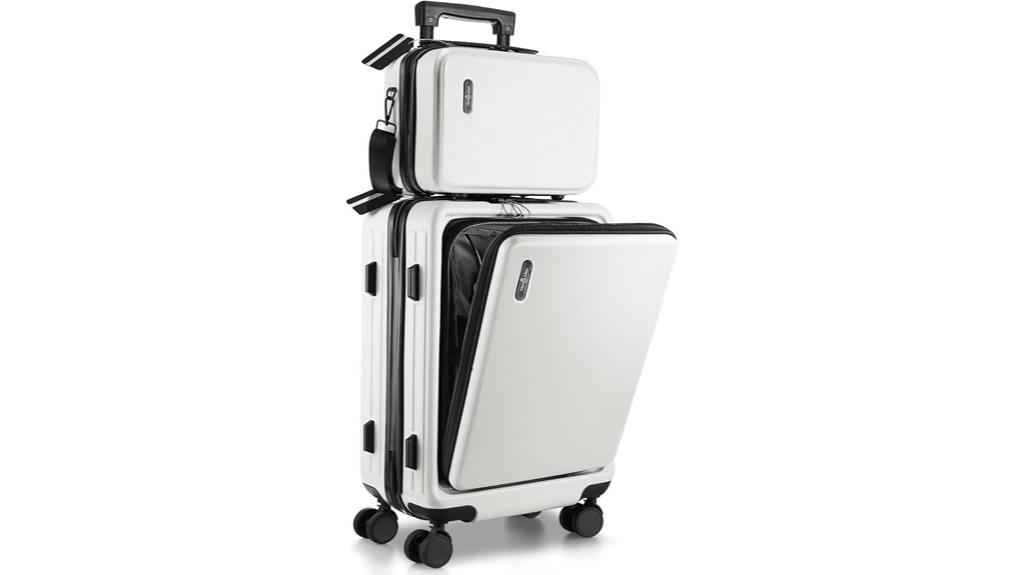 white 22 inch hard shell suitcase
