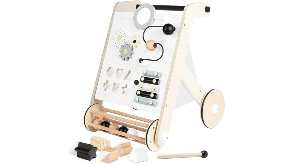 wooden baby walker with rollers