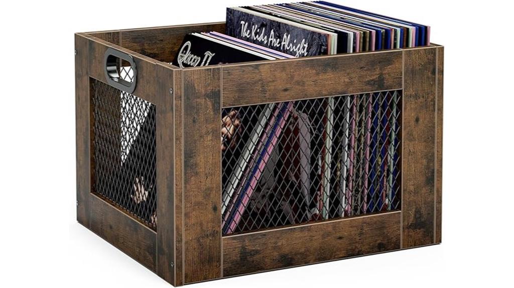 wooden vinyl record organizer