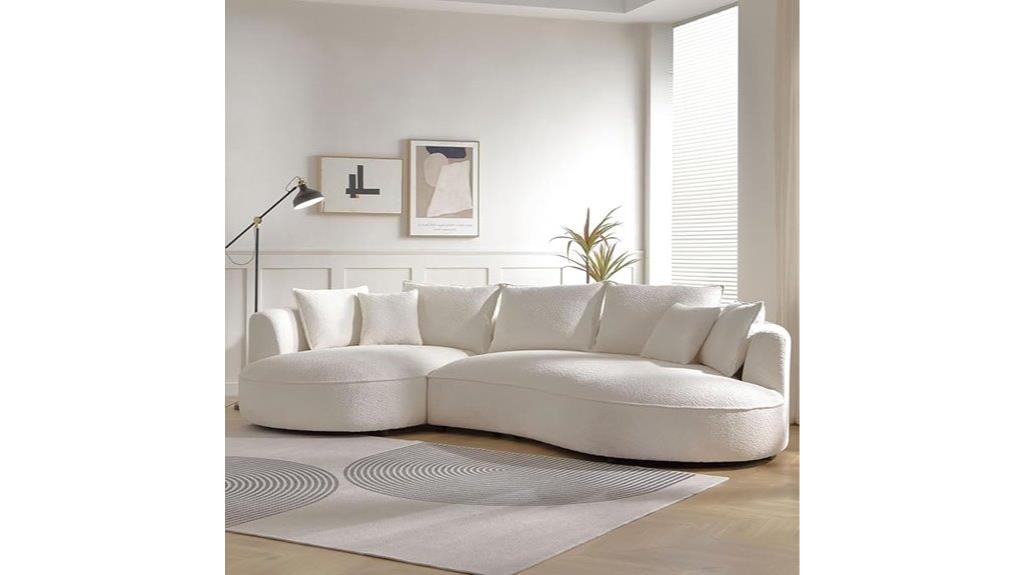 curved light cream sectional
