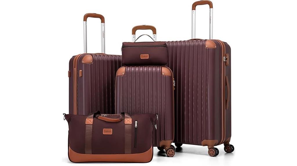 five piece wheel suitcase set