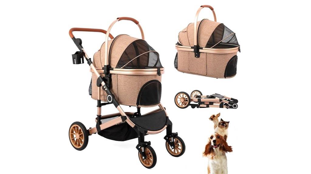 foldable four wheel pet stroller