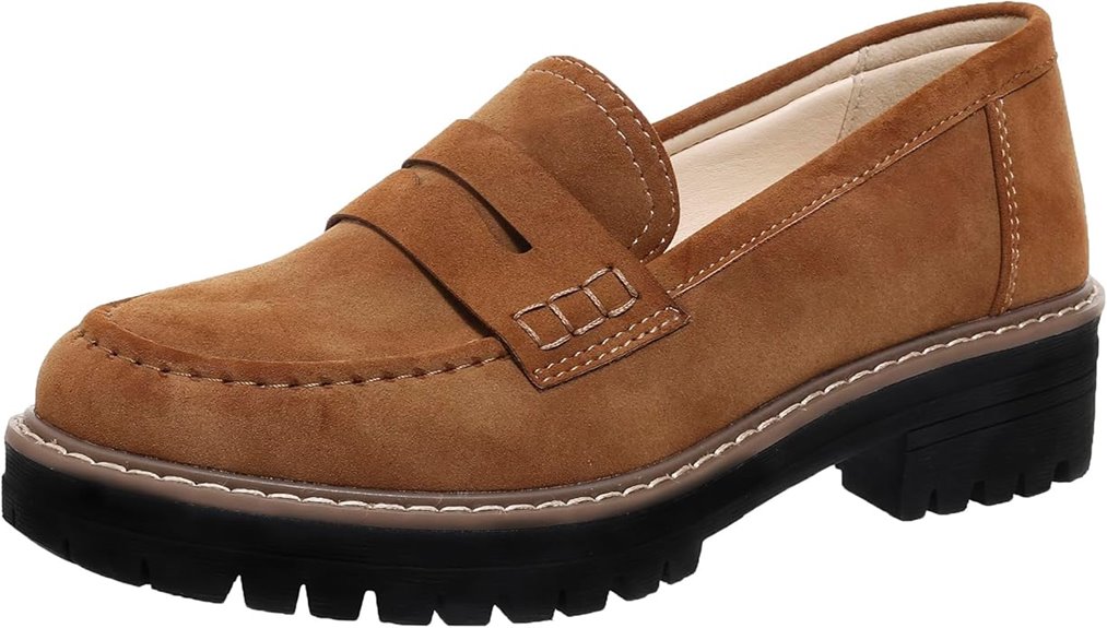 suede chunky penny loafers