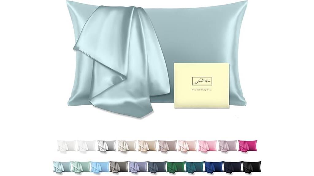 blue zippered silk pillowcase