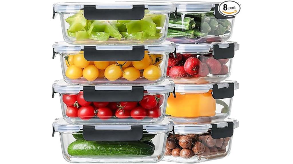 eight glass food storage