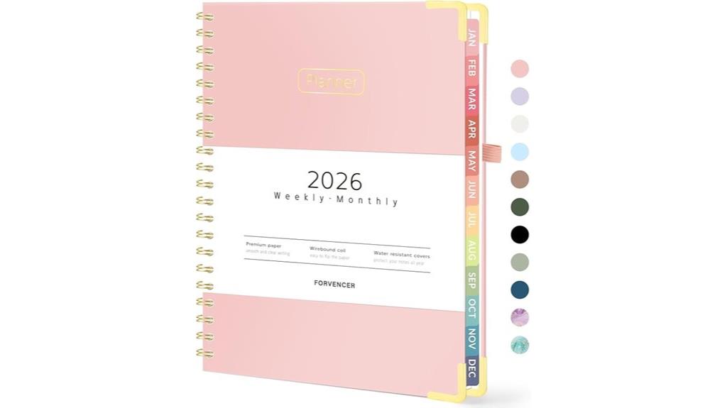 pink hardcover planner notebook