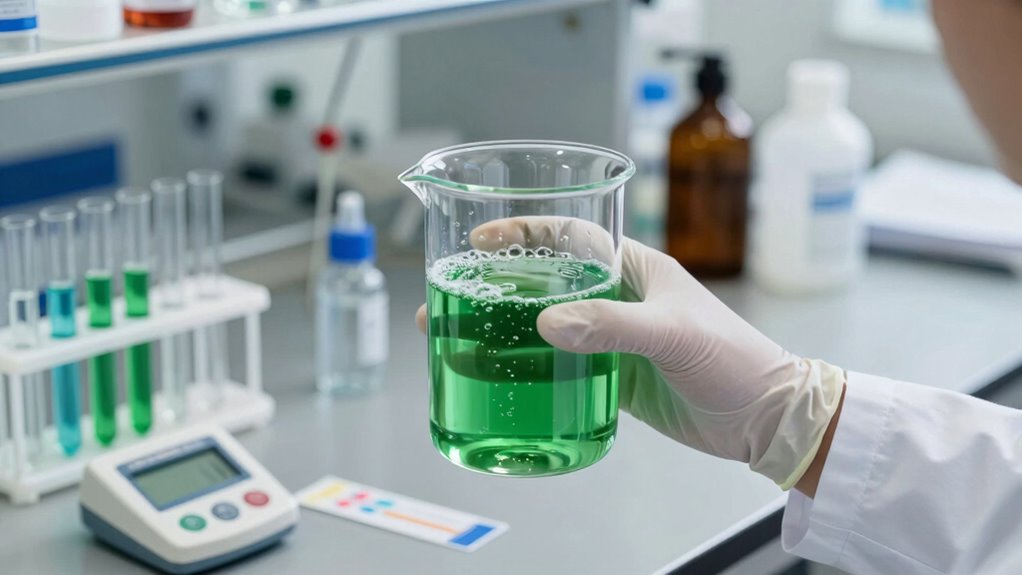 lab green cleaning residues