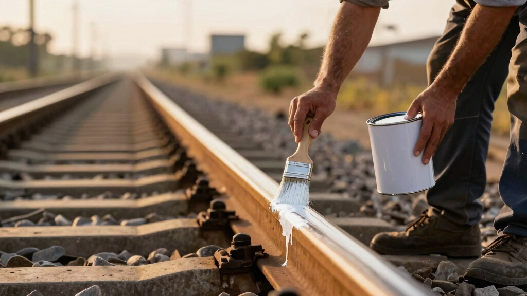 Painting The Sides Of Railroad Rails White To Reduce Derailment